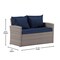 Merrick Lane Atlas 4 Piece Patio Set Contemporary Loveseat, 2 Chair and Coffee Table Set with Back Pillows and Seat Cushions